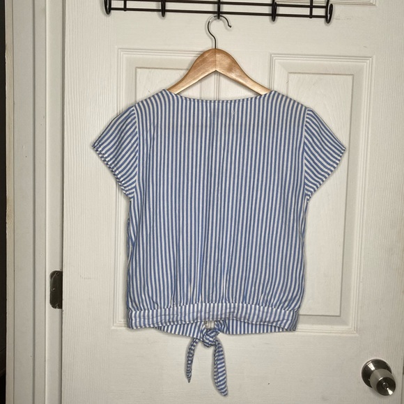 HOLLISTER Blue & White Stripe Button Crop Top - Picture 7 of 7
